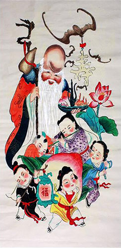 the Three Gods of Fu Lu Shou,66cm x 130cm(26〃 x 51〃),cyq31129002-z