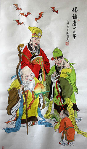 the Three Gods of Fu Lu Shou,69cm x 138cm(27〃 x 54〃),ds31165011-z