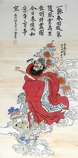 Chinese the Three Gods of Fu Lu Shou Painting,50cm x 100cm,xhjs31118011-x