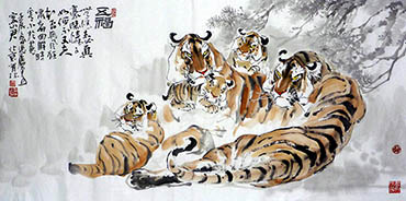 Chinese Tiger Painting,68cm x 136cm,4447008-x