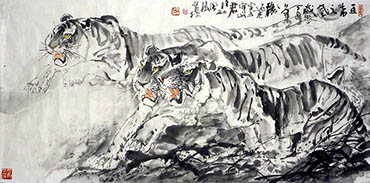 Chinese Tiger Painting,68cm x 136cm,4447009-x