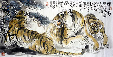 Chinese Tiger Painting,68cm x 136cm,4447010-x