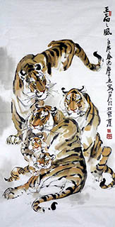 Chinese Tiger Painting,68cm x 136cm,4447011-x