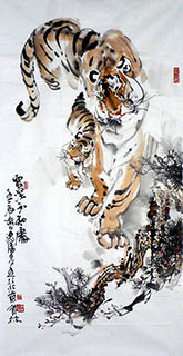 Chinese Tiger Painting,68cm x 136cm,4447012-x
