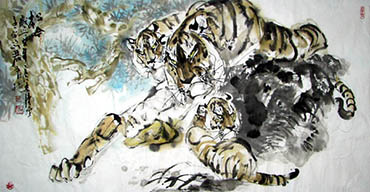 Chinese Tiger Painting,68cm x 136cm,4447014-x