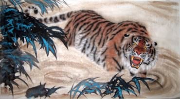 Chinese Tiger Painting,97cm x 180cm,4514005-x