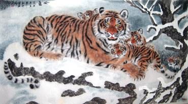 Chinese Tiger Painting,97cm x 180cm,4514006-x