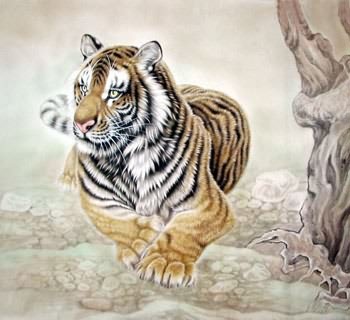 Chinese Tiger Painting,69cm x 69cm,4521002-x