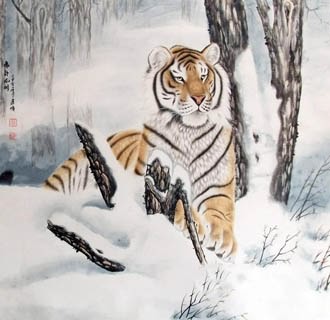 Chinese Tiger Painting,97cm x 90cm,4687002-x