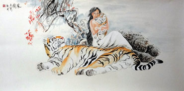 Chinese Tiger Painting,66cm x 136cm,4695006-x