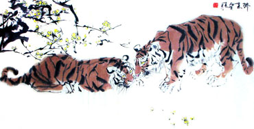 Chinese Tiger Painting,66cm x 136cm,4695010-x