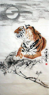 Chinese Tiger Painting,66cm x 136cm,4695014-x