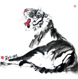Chinese Tiger Painting,66cm x 66cm,4695019-x