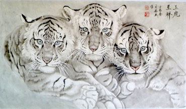 Chinese Tiger Painting,51cm x 92cm,4695021-x