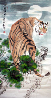 Chinese Tiger Painting,66cm x 136cm,4695023-x