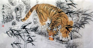 Chinese Tiger Painting,66cm x 136cm,4695037-x