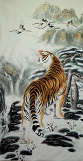 Chinese Tiger Painting,68cm x 136cm,4695091-x