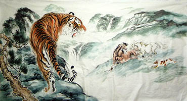 Chinese Tiger Painting,96cm x 180cm,4695093-x