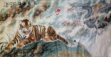 Chinese Tiger Painting,69cm x 138cm,4695099-x