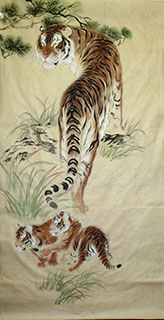 Chinese Tiger Painting,65cm x 134cm,4695102-x