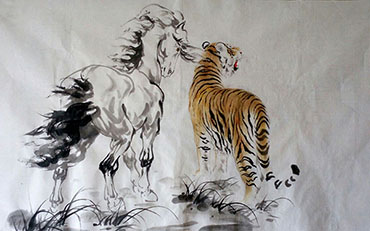 Chinese Tiger Painting,68cm x 136cm,4695114-x