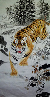 Chinese Tiger Painting,68cm x 136cm,4695116-x