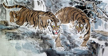 Chinese Tiger Painting,40cm x 80cm,4695117-x