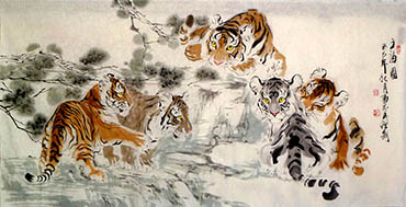 Chinese Tiger Painting,69cm x 138cm,4695118-x