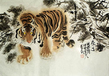 Chinese Tiger Painting,46cm x 70cm,4695120-x