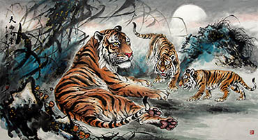 Chinese Tiger Painting,96cm x 180cm,4696001-x
