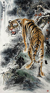 Chinese Tiger Painting,96cm x 180cm,4696002-x