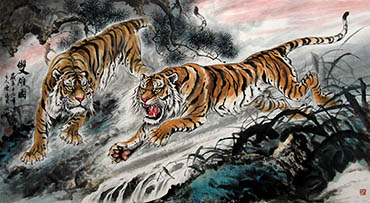 Chinese Tiger Painting,96cm x 180cm,4696003-x