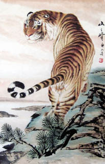 Chinese Tiger Painting,69cm x 46cm,4700030-x