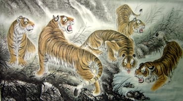 Chinese Tiger Painting,97cm x 180cm,4733005-x