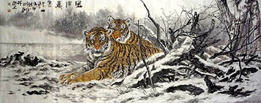 Chinese Tiger Painting,96cm x 240cm,4763002-x