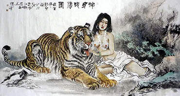 Chinese Tiger Painting,96cm x 180cm,4763004-x