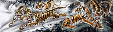 Chinese Tiger Painting,97cm x 325cm,hyf41161001-x