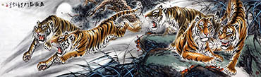 Chinese Tiger Painting,97cm x 325cm,hyf41161006-x