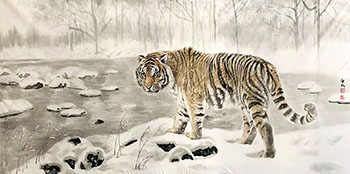 Chinese Tiger Painting,66cm x 136cm,lbz41082017-x