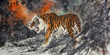 Chinese Tiger Painting,66cm x 136cm,wxb41159001-x