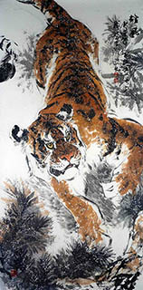 Chinese Tiger Painting,68cm x 136cm,wxb41159003-x