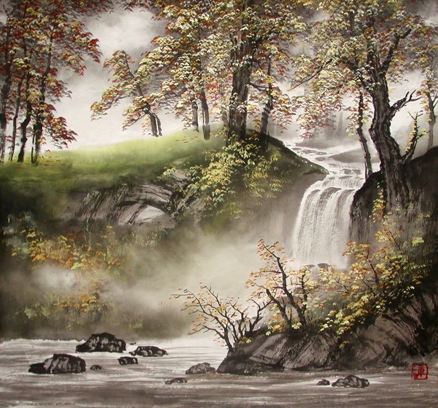 Chinese Trees Painting 1029008, 50cm x 50cm(19〃 x 19〃)