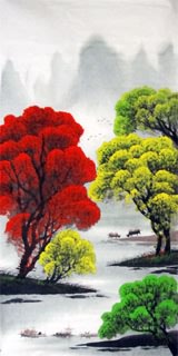 Chinese Trees Painting,66cm x 136cm,1082023-x