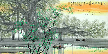 Chinese Trees Painting,68cm x 136cm,1095092-x