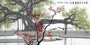 Chinese Trees Painting,68cm x 136cm,1095095-x