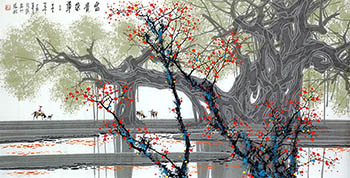 Chinese Trees Painting,68cm x 136cm,1095101-x