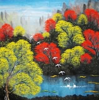 Chinese Trees Painting,69cm x 69cm,1134021-x