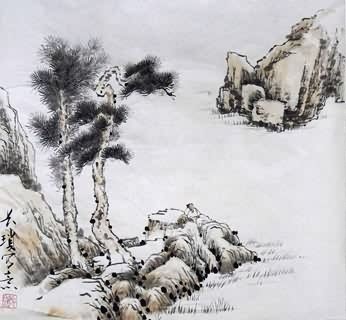 Chinese Trees Painting,45cm x 45cm,1175036-x
