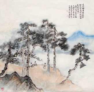 Chinese Trees Painting,69cm x 69cm,1426006-x