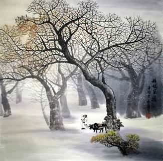 Chinese Trees Painting,69cm x 69cm,1475003-x
